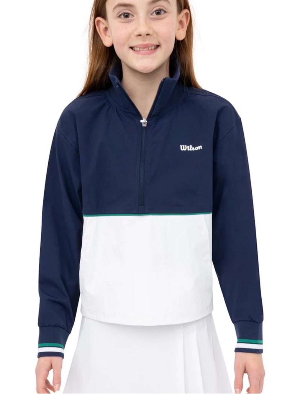 Wilson Navy, White and Teal Quarter-Zip Pullover